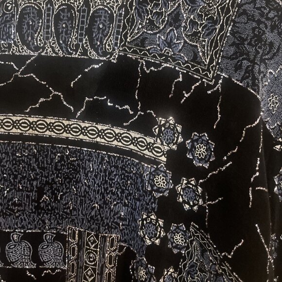 Chico’s Travelers Sz 2 US Sz 12 Jacket Black Glitter Metallic Long Sleeve Tie - Picture 6 of 11